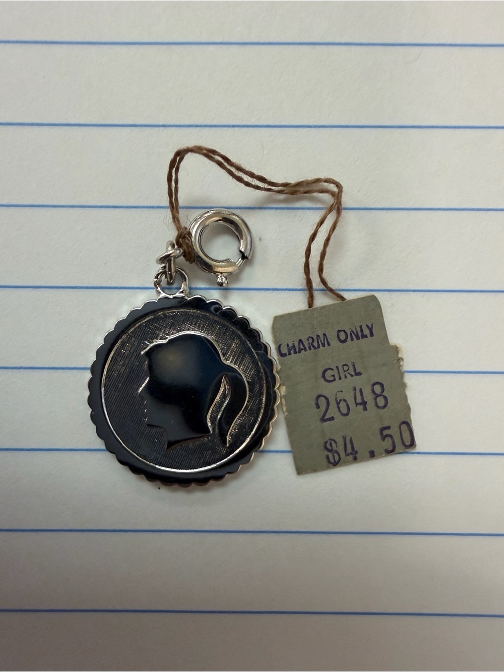 Monet Black and Silver Girl Silhouette Charm Pendant